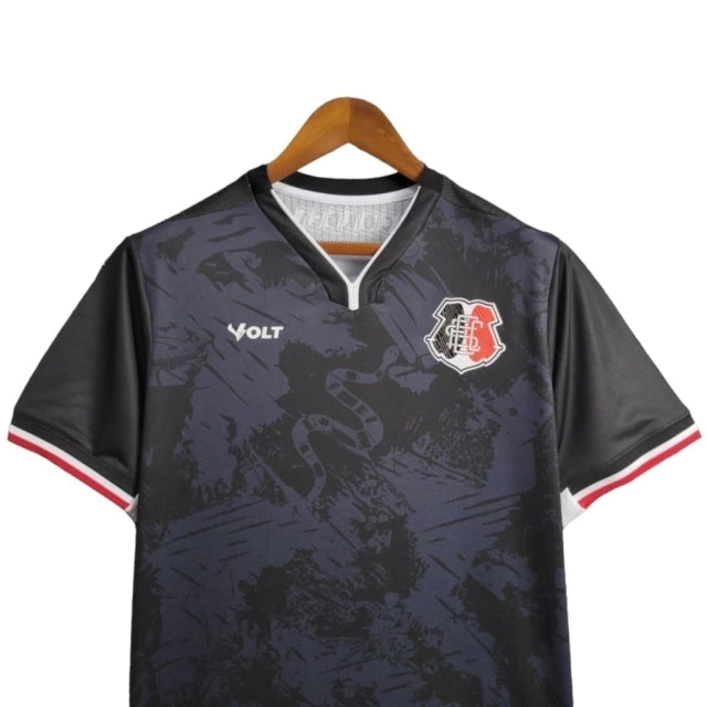Camisa Santa Cruz II 24/25 - Torcedor Masculina - Preta com detalhes em vermelho e branco